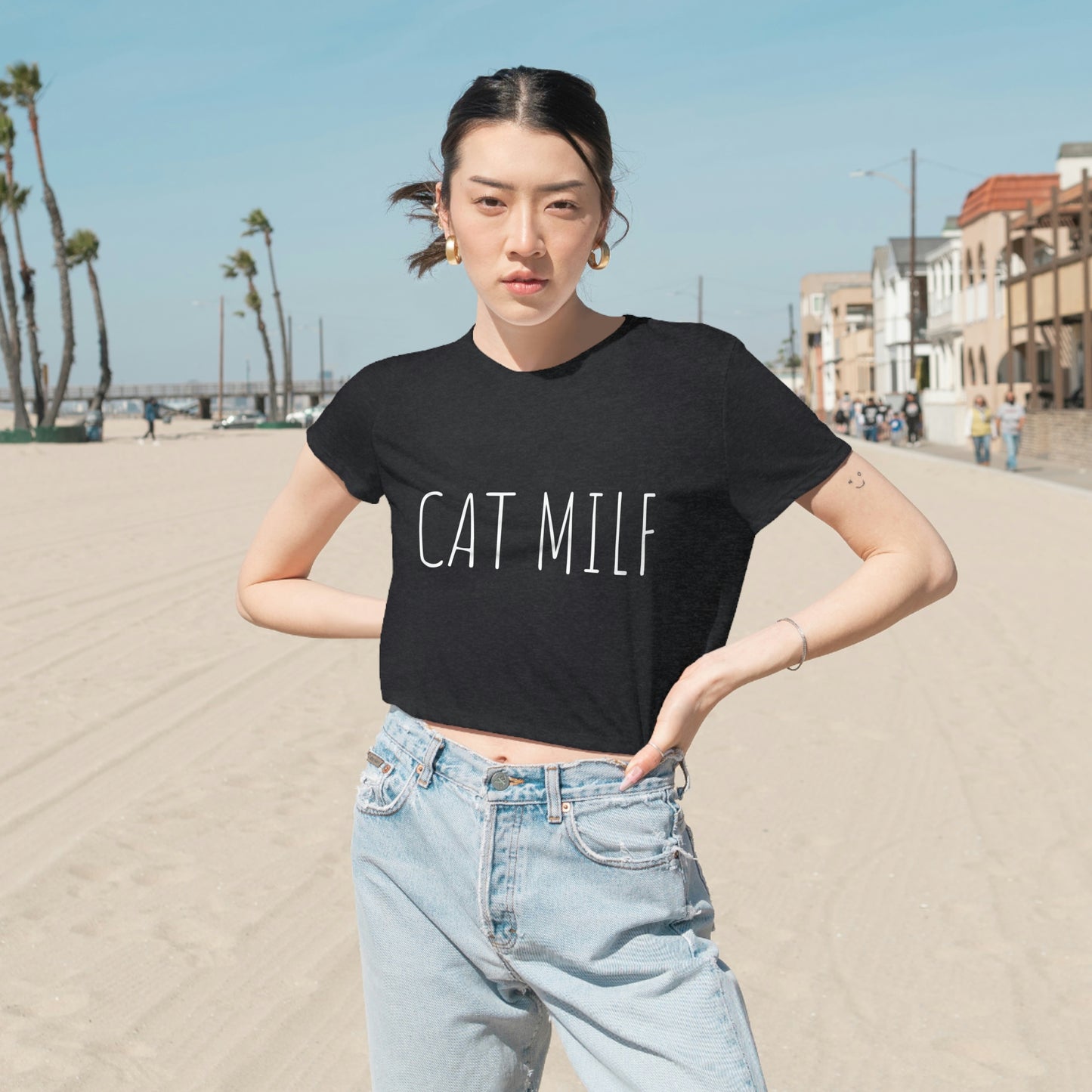 Women's CAT MILF Cropped Tee