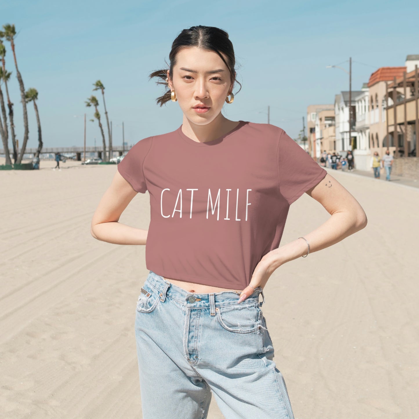 Women's CAT MILF Cropped Tee